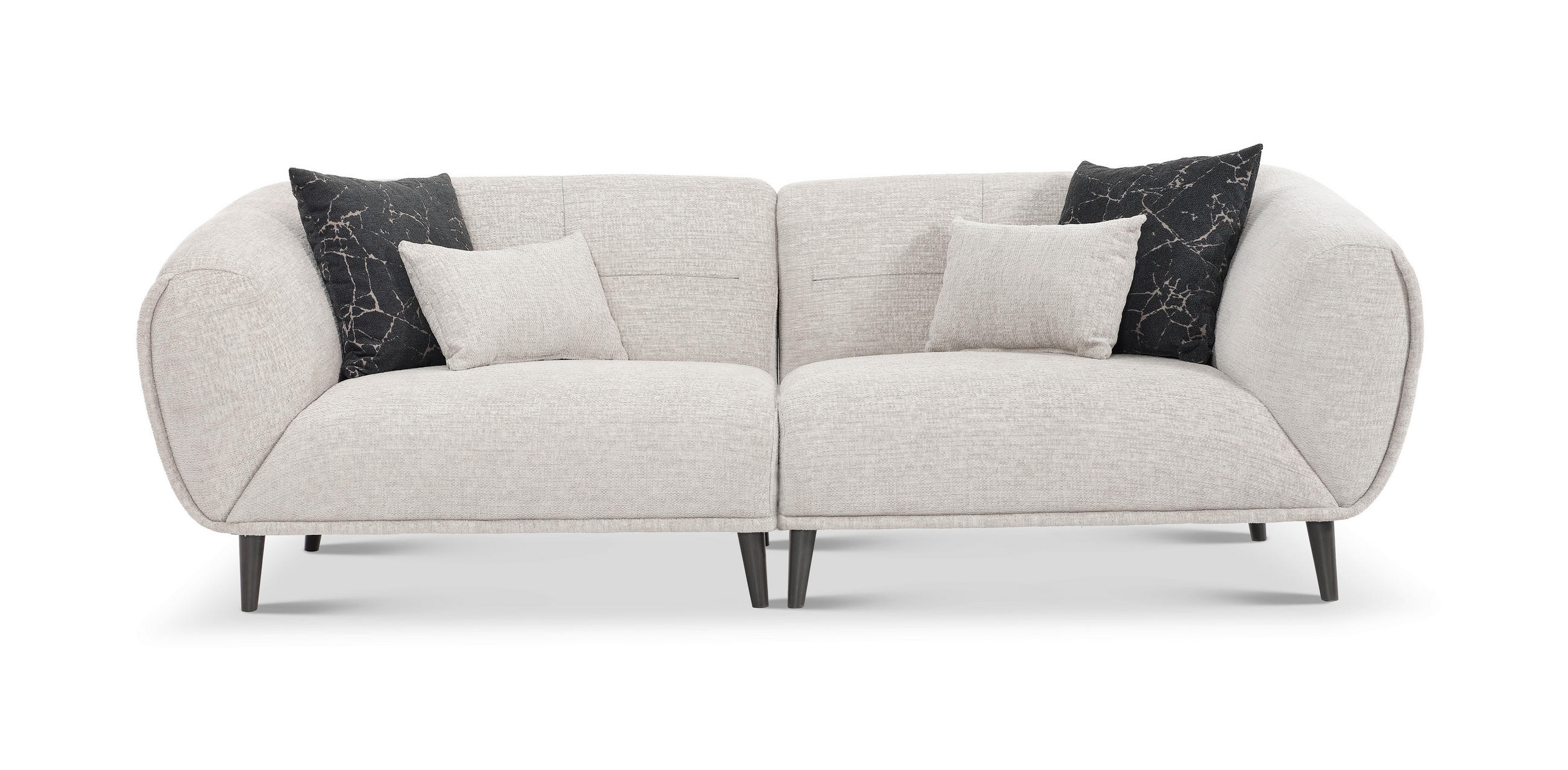 3-SITZER-SOFA in Bouclé Hellgrau  - Anthrazit/Hellgrau, Design, Holz/Textil (240/80/102cm) - Livetastic