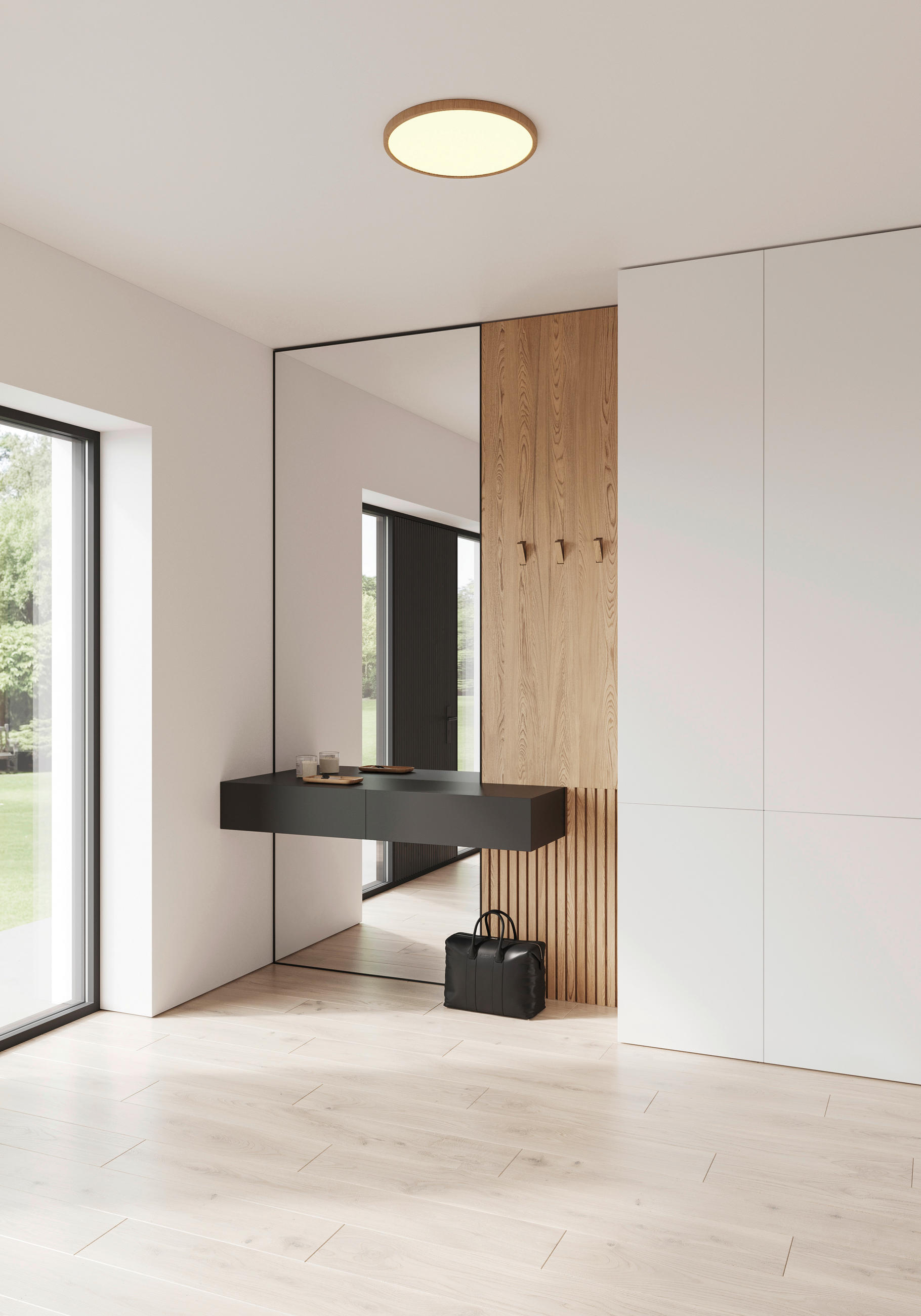 LED-DECKENLEUCHTE Oja 42,4/2,3 cm   - Buchefarben, Design, Kunststoff (42,4/2,3cm) - Nordlux