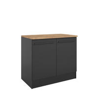 SPÜLENUNTERSCHRANK 100/90/60 cm  in Schwarz  - Eichefarben/Schwarz, Design, Holzwerkstoff/Kunststoff (100/90/60cm) - P & B