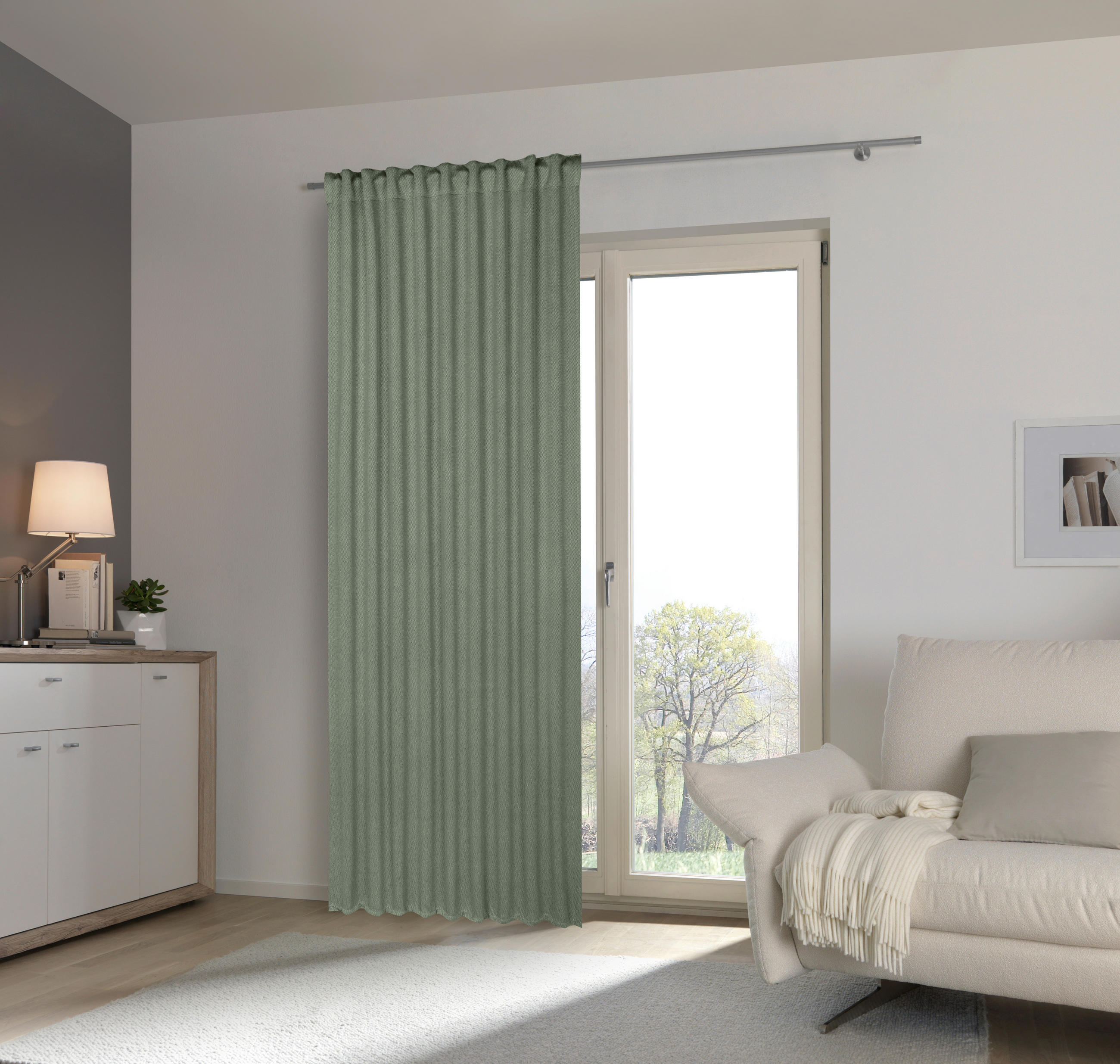 DRAPERIE CONFECțIONATĂ opac  - verde, Basics, textil (135/245cm) - Esposa