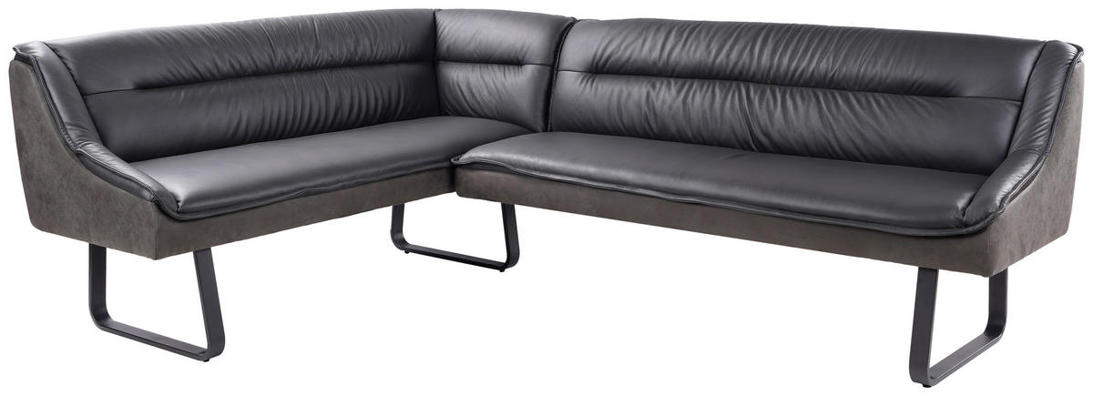 HÖRNBÄNK 178/237 cm  i antracit  - svart/antracit, Design, metall/läder (178/237cm) - Novel