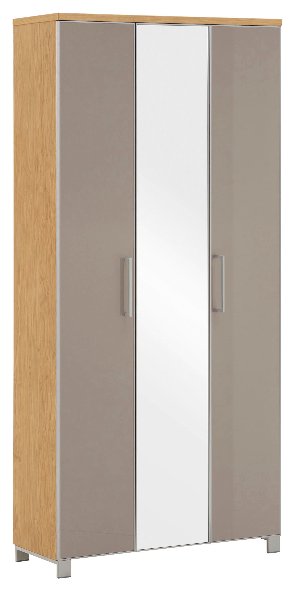 GARDEROBENSCHRANK 90/193/37 cm - Taupe/Chromfarben, Design, Glas/Holz (90/193/37cm)
