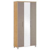 GARDEROBENSCHRANK Santina  in 90/193/37 cm  - Taupe/Chromfarben, Design, Glas/Holz (90/193/37cm) - Novel
