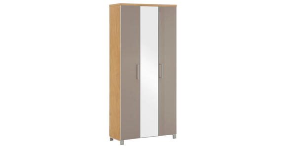 GARDEROBENSCHRANK Santina in 90/193/37 cm - Taupe/Chromfarben, Design, Glas/Holz (90/193/37cm) - Novel