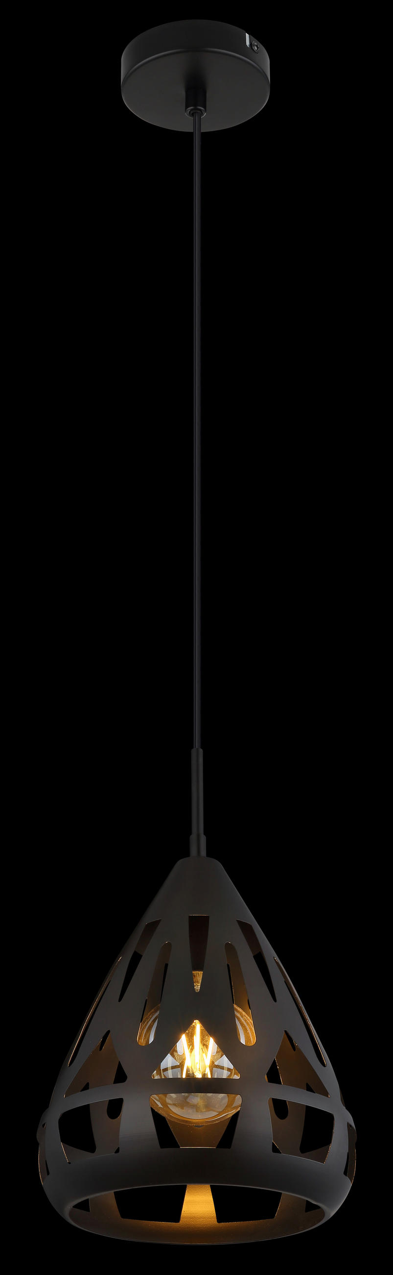 HÄNGLAMPA 23/120 cm  - svart, Basics, metall/plast (23/120cm) - Globo