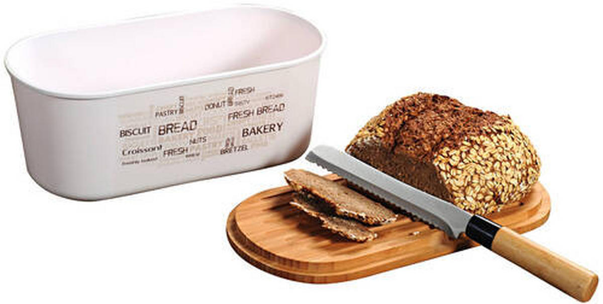 BROTBOX  - Weiß, Basics, Holz/Kunststoff (34/14/18cm) - Homeware Profession.