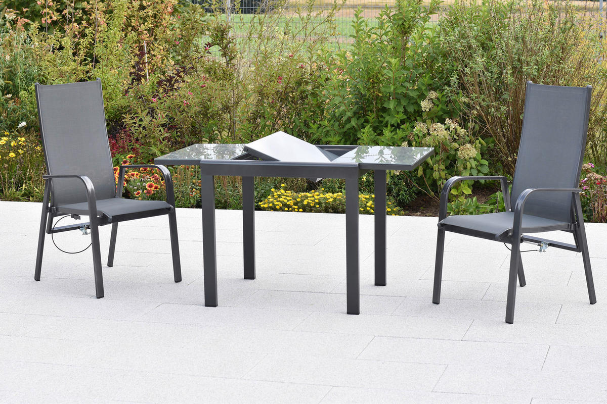 GARTENSET Aluminium  - Graphitfarben/Grau, MODERN, Textil/Metall - Gardenson