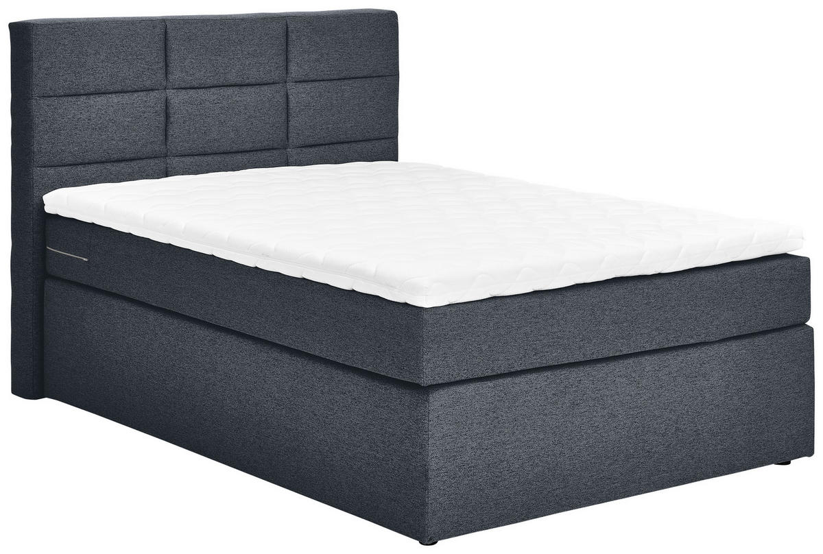 BOXSPRINGBETT 140/200 cm  in Dunkelgrau  - Dunkelgrau/Schwarz, KONVENTIONELL, Textil (140/200cm) - Carryhome