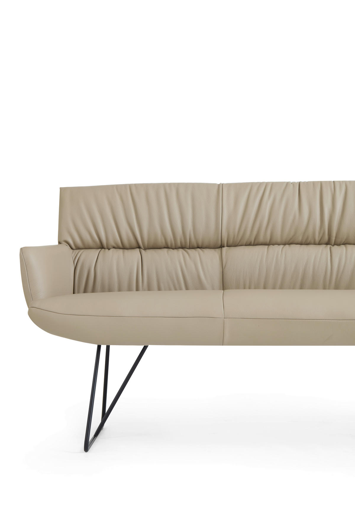 SITZBANK 200/89/66 cm Echtleder Schwarz, Cappuccino  - Schwarz/Cappuccino, Design, Leder/Metall (200/89/66cm) - Dieter Knoll