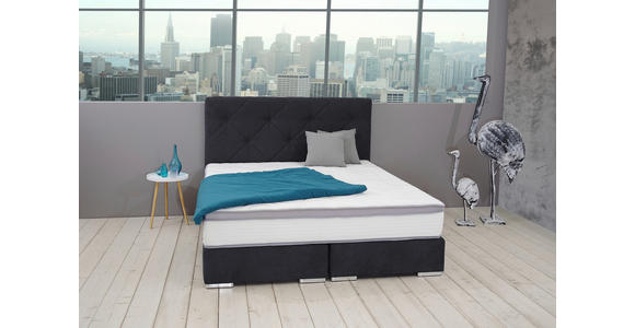 BOXSPRINGBETT 180/200 cm  in Dunkelblau  - Chromfarben/Dunkelblau, KONVENTIONELL, Kunststoff/Textil (180/200cm) - Carryhome