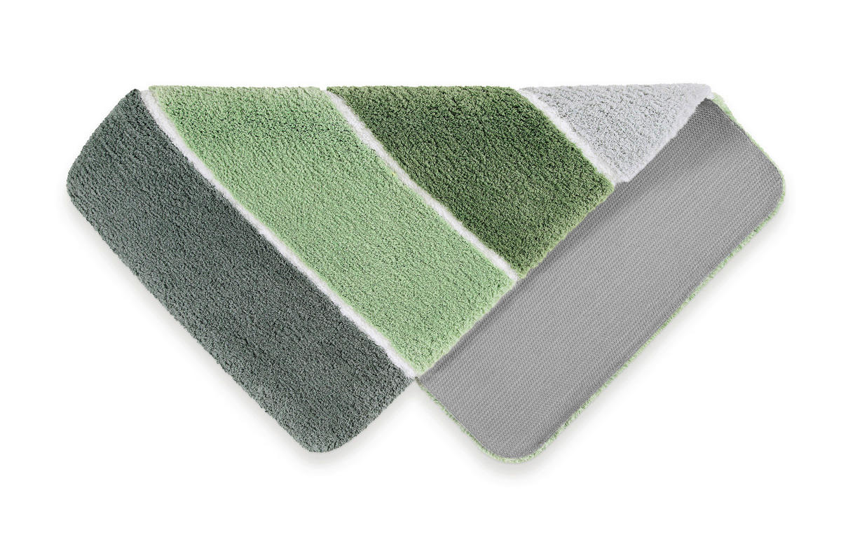 BADTEPPICH Grau, Grün 55/65 cm  - Grau/Grün, Basics, Kunststoff/Textil (55/65cm) - WECON HOME