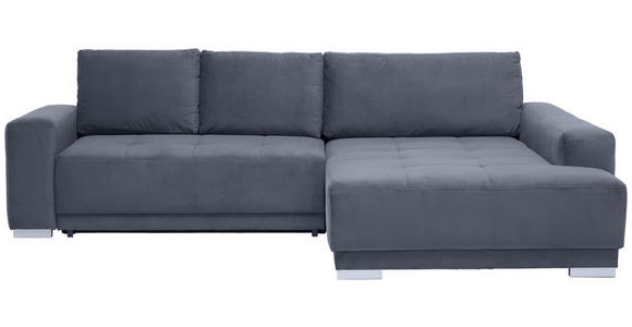 WOHNLANDSCHAFT inkl.Funktionen Grau Samt - Silberfarben/Grau, Design, Holz/Textil (293/195cm) - Cantus