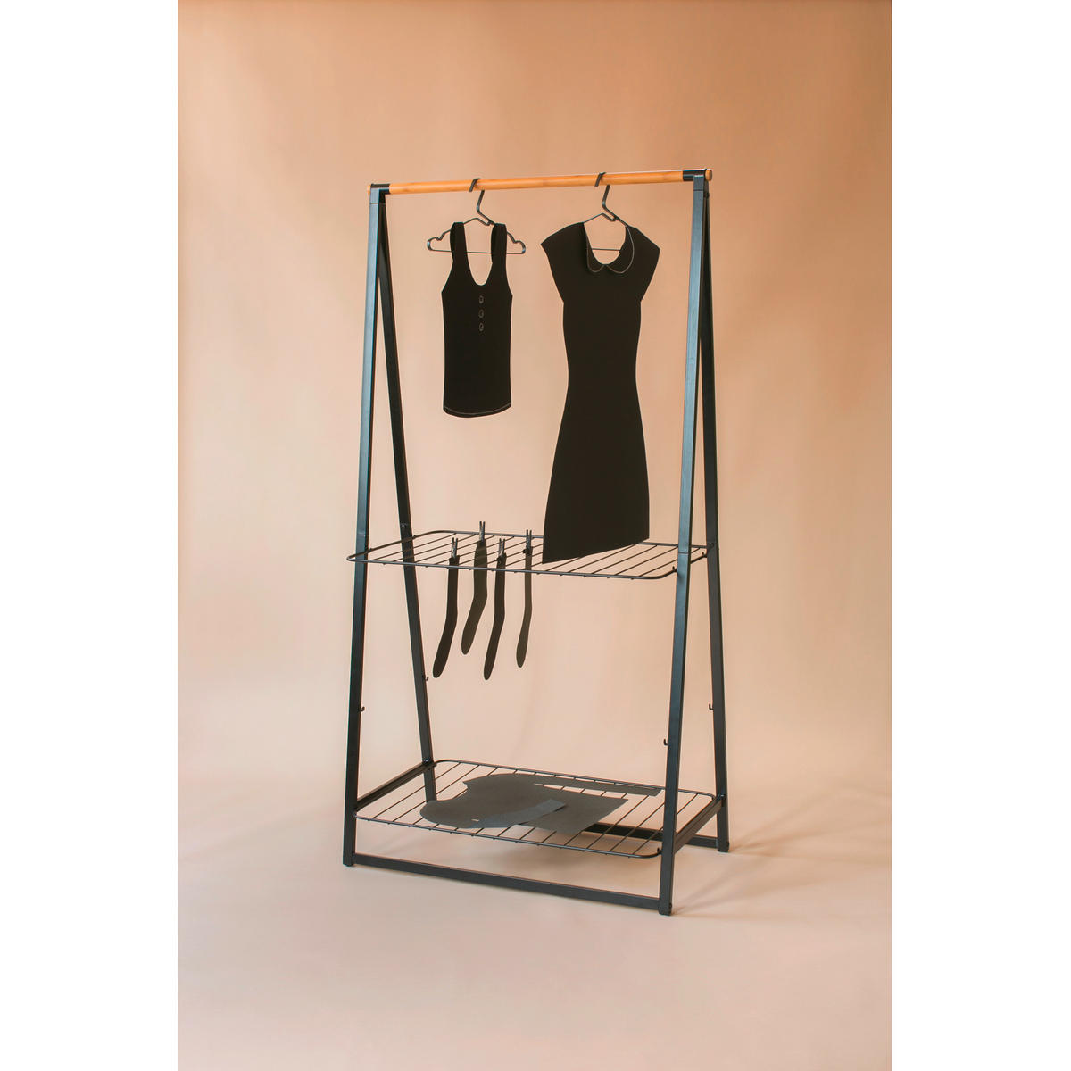 KLEIDERSTÄNDER in Schwarz 60/99,5/16 cm   - Schwarz, Basics, Metall (60/99,5/16cm) - Brabantia