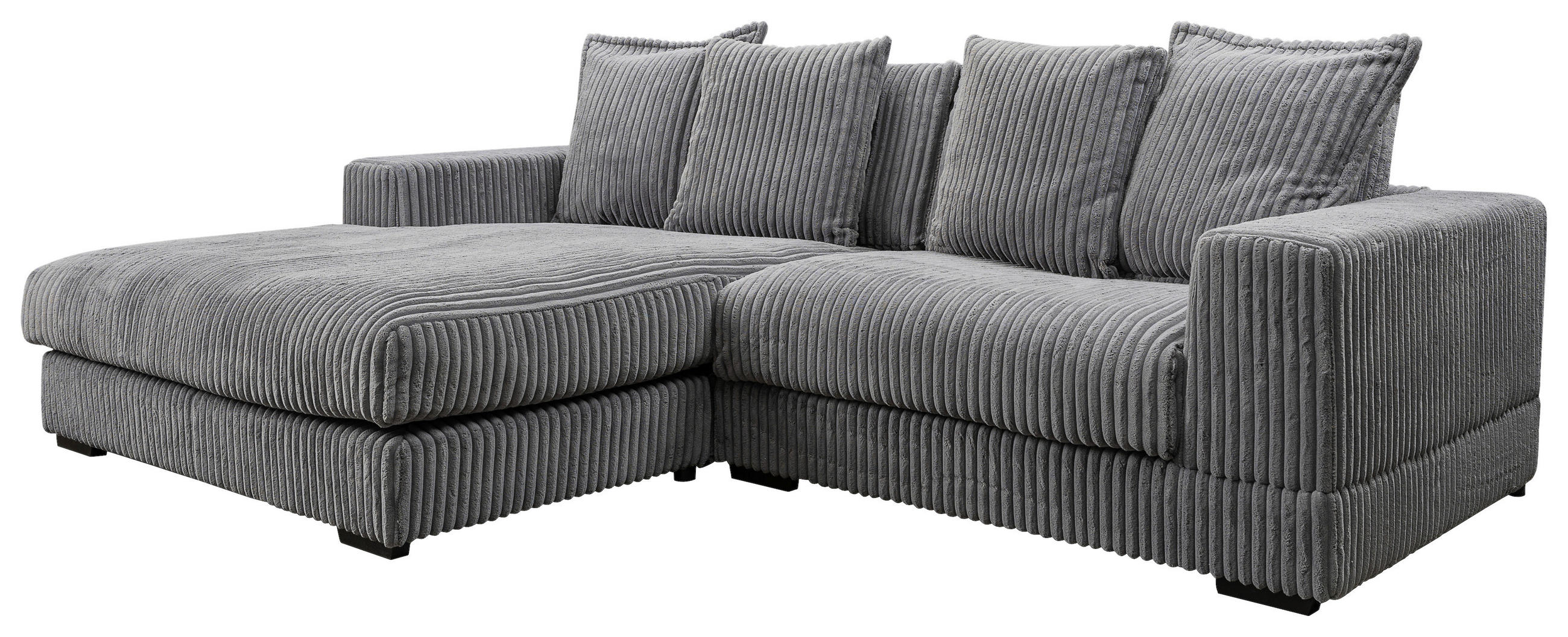 ECKSOFA in Cord Grau  195/285 cm  - Schwarz/Grau, Design, Kunststoff/Textil (195/285cm) - MID.YOU