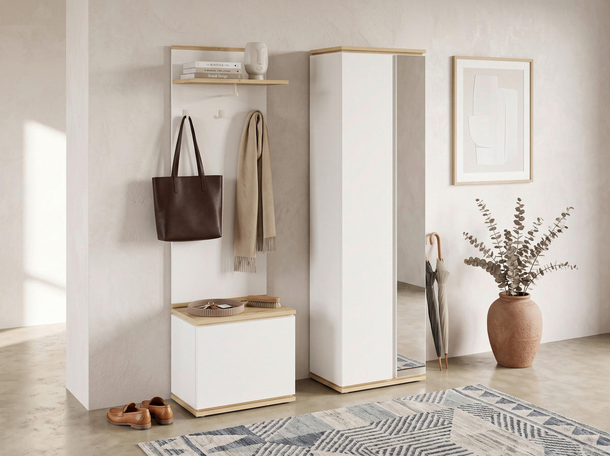 GARDEROBE 3-teilig  in 120/201/38 cm  - Weiß/Eiche Artisan, KONVENTIONELL, Holzwerkstoff (120/201/38cm) - Xora