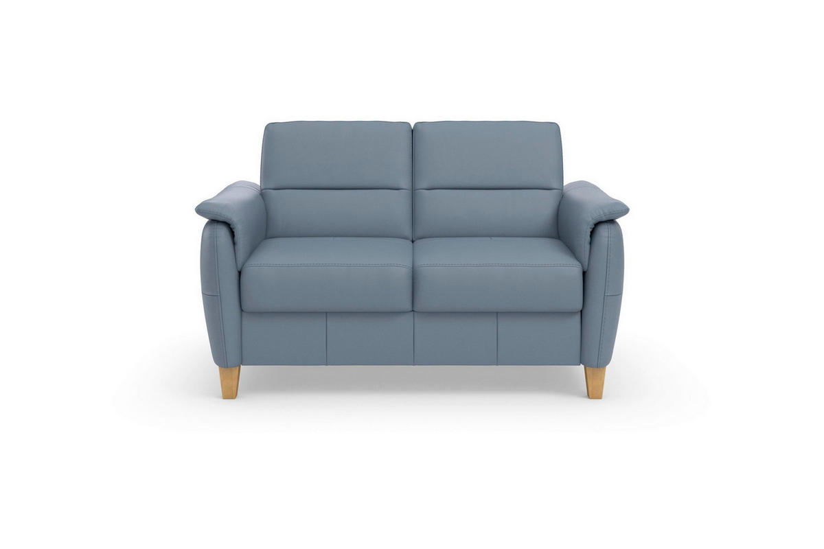 2-SITZER-SOFA PALMERA E Graublau Echtleder  - Graublau/Eichefarben, Basics, Leder/Holz (149/89/89cm) - Sit & More