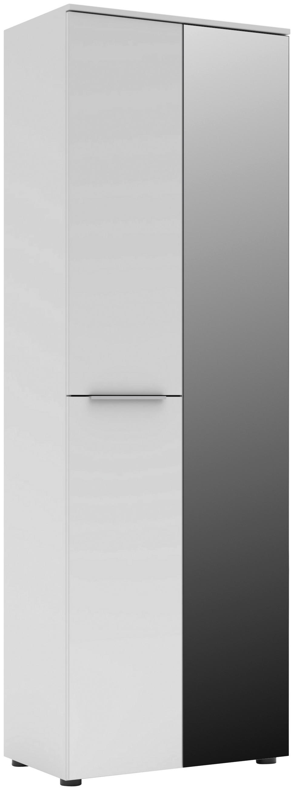 GARDEROBNA OMARA bela - barve kroma/črna, Moderno, kovina/steklo (65/196/41cm) - Voleo