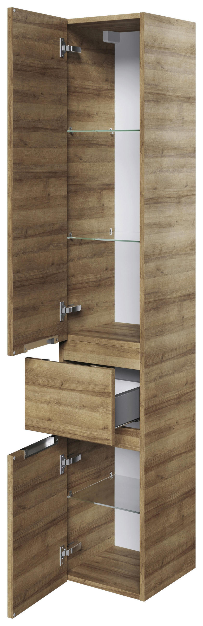 HOCHSCHRANK 30/168/33 cm  - Eichefarben/Weiß, KONVENTIONELL, Glas/Holzwerkstoff (30/168/33cm) - Pelipal