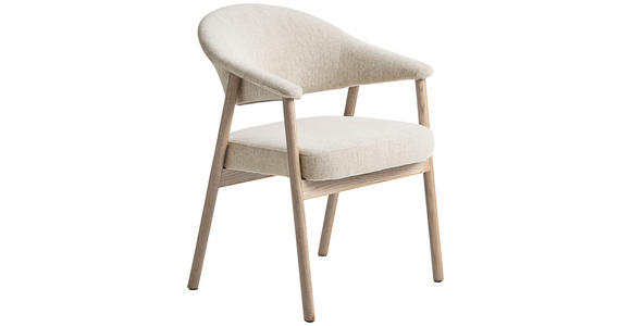 ARMLEHNSTUHL in Flachgewebe - Sandfarben/Eichefarben, KONVENTIONELL, Holz/Textil (63/81/63cm) - Ambia Home