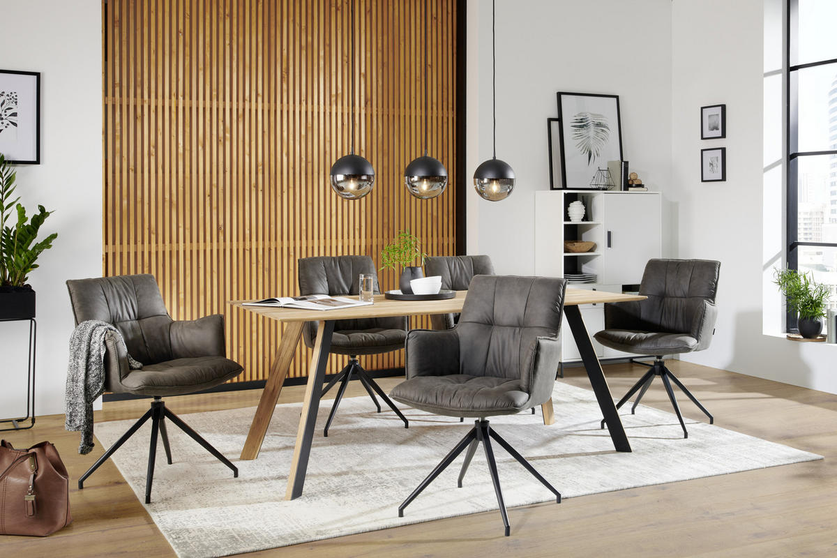 JÍDELNÍ STŮL, divoký dub, barvy dubu, 180/90/75 cm - barvy dubu/černá, Design, kov/dřevo (180/90/75cm) - Linea Natura