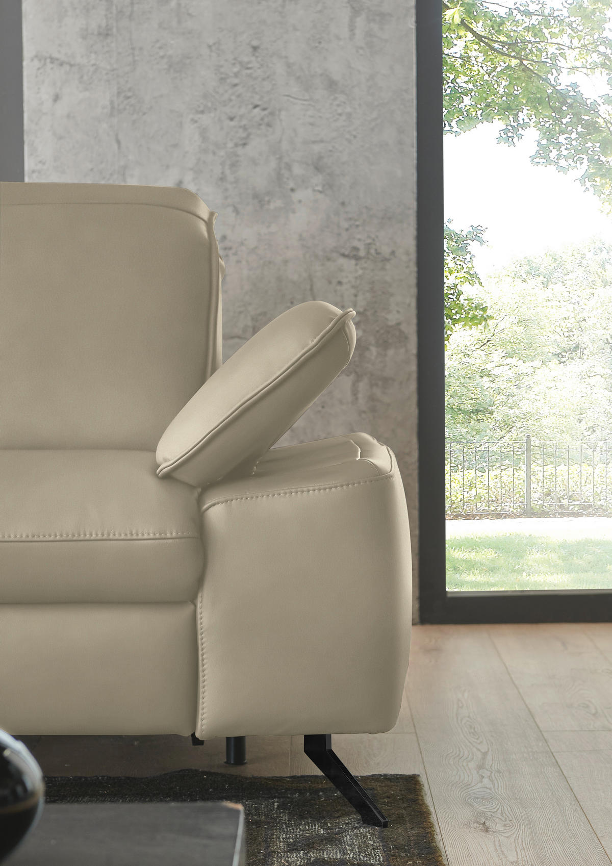 ECKSOFA  Echtleder Naturfarben  - Schwarz/Naturfarben, Design, Leder/Metall (169/307cm) - Beldomo Premium