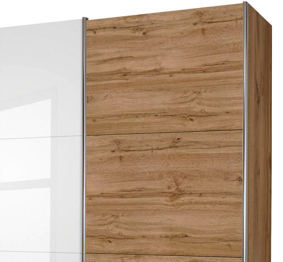 SCHIEBETÜRENSCHRANK 361/230/62 cm 4-türig Eichefarben  - Chromfarben/Eichefarben, MODERN, Holzwerkstoff/Metall (361/230/62cm) - Rauch Möbel