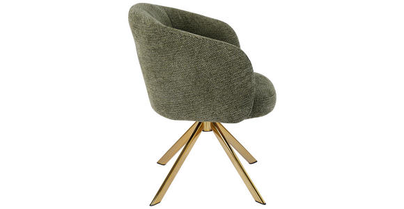 ARMLEHNSTUHL  Sitzfläche 360° drehbar Mikrofaser  Grün, Goldfarben  - Goldfarben/Grün, Design, Textil/Metall (65.5/82/61.5cm) - Hom`in