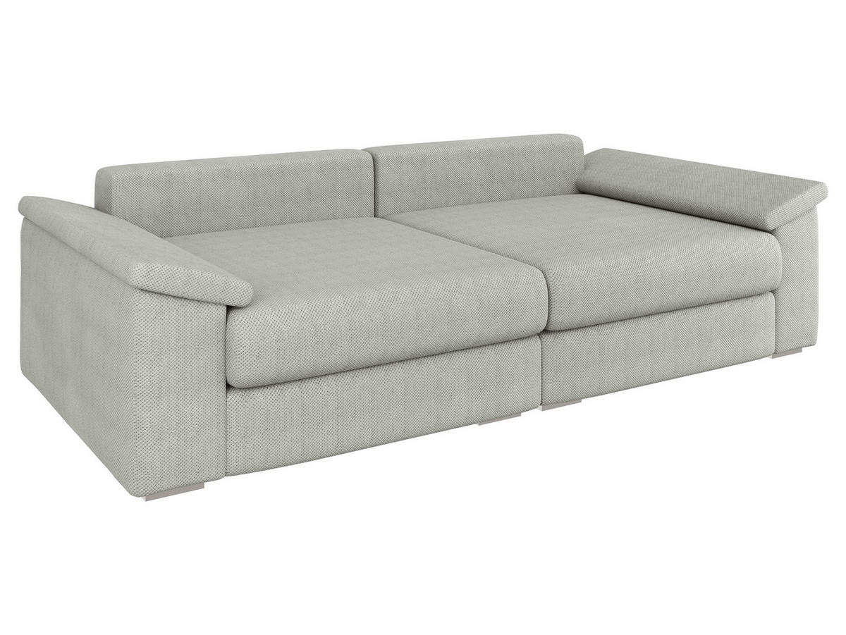 BIGSOFA TERMINI Velours, Webstoff Creme  - Beige/Creme, Design, Holz/Textil (260/98/123cm) - MID.YOU