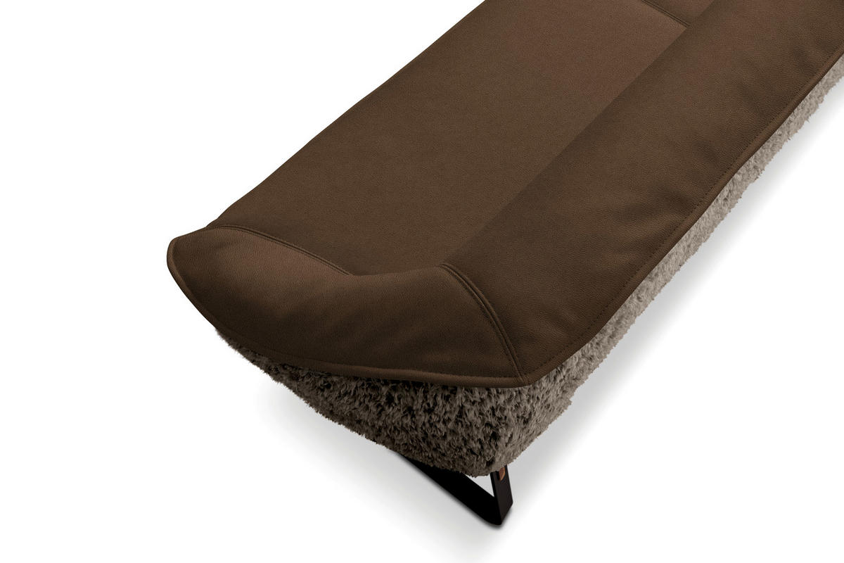 SITZBANK Textil, Leder Braun, Olivgrün  - Schwarz/Braun, Design, Leder/Holz (229/88/80cm) - Koinor