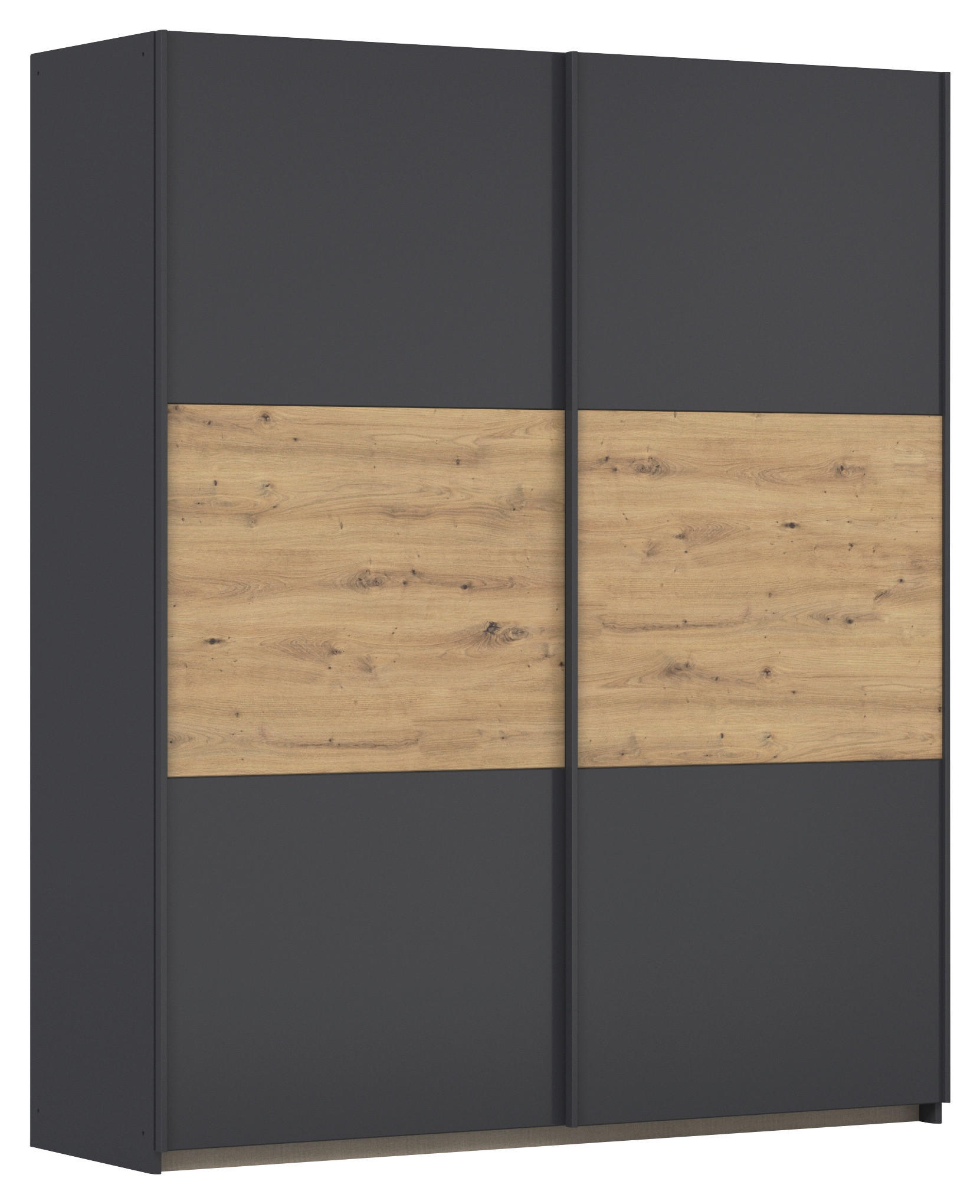 SCHWEBETÜRENSCHRANK 175/210/59 cm 2-türig Grau, Eiche Artisan  - Eiche Artisan/Grau, MODERN, Holzwerkstoff/Metall (175/210/59cm) - Rauch Möbel