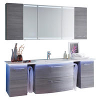 BADEZIMMER 7-teilig  in  - Chromfarben/Graphitfarben, KONVENTIONELL, Glas/Holzwerkstoff (171,5/200/90/50cm) - Sadena