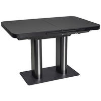ESSTISCH 120-160/80/76 cm Nachbildung  Metall, Glas, Holzwerkstoff ausziehbar rechteckig Schwarz  - Schwarz, Design, Glas/Holzwerkstoff (120-160/80/76cm) - Hom`in