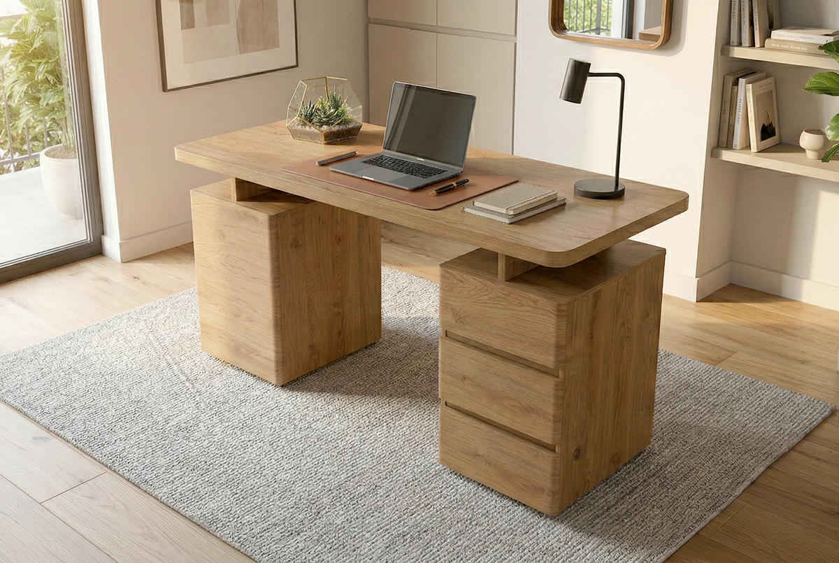 SCHREIBTISCH 150/55/75,5 cm Eichefarben Stauraum, seitenverkehrt montierbar, in verschiedenen Holz-Dekoren erhältlich  - Eichefarben, KONVENTIONELL, Holzwerkstoff (150/55/75,5cm) - MID.YOU