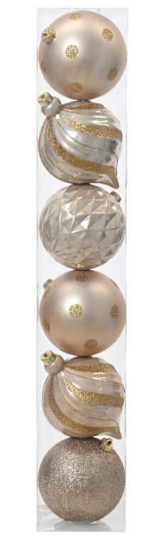 CHRISTBAUMKUGEL-SET 15,00 cm 6-teilig  - Perlmutt, Basics, Kunststoff (15,00cm) - X-Mas