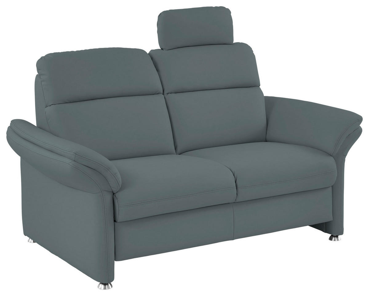 2-SITZER-SOFA in Echtleder Blau, Grau  - Blau/Alufarben, Konventionell, Leder/Metall (170/96/92cm) - Beldomo Premium