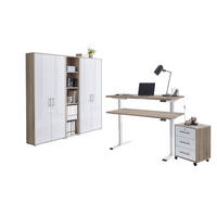 BÜRO erweiterbar, abschließbar Sonoma Eiche, Weiß Hochglanz - Weiß Hochglanz/Sonoma Eiche, MODERN - MID.YOU