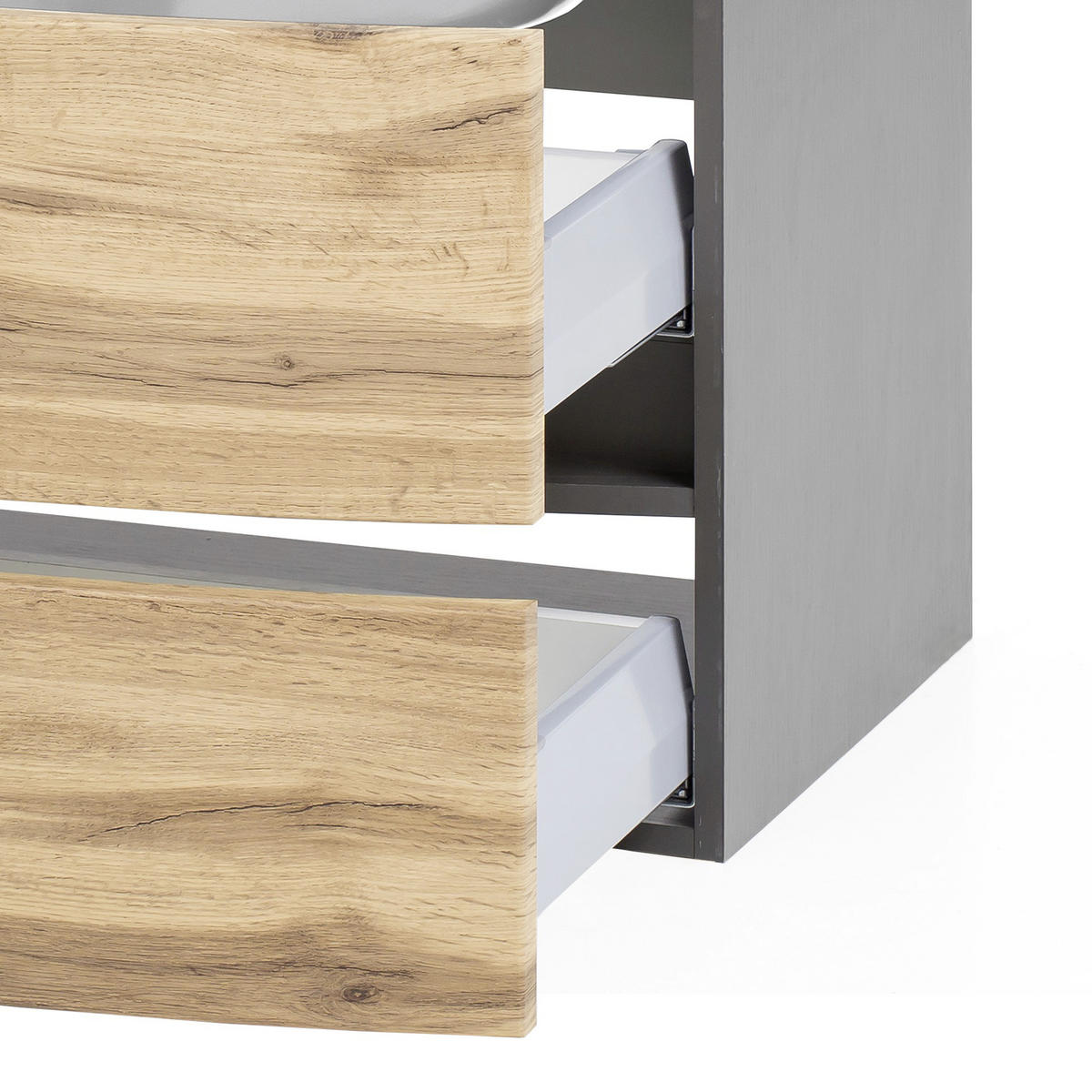 WASCHTISCHKOMBI 80 cm  - Eichefarben/Graphitfarben, KONVENTIONELL, Glas/Holzwerkstoff (80cm) - Held