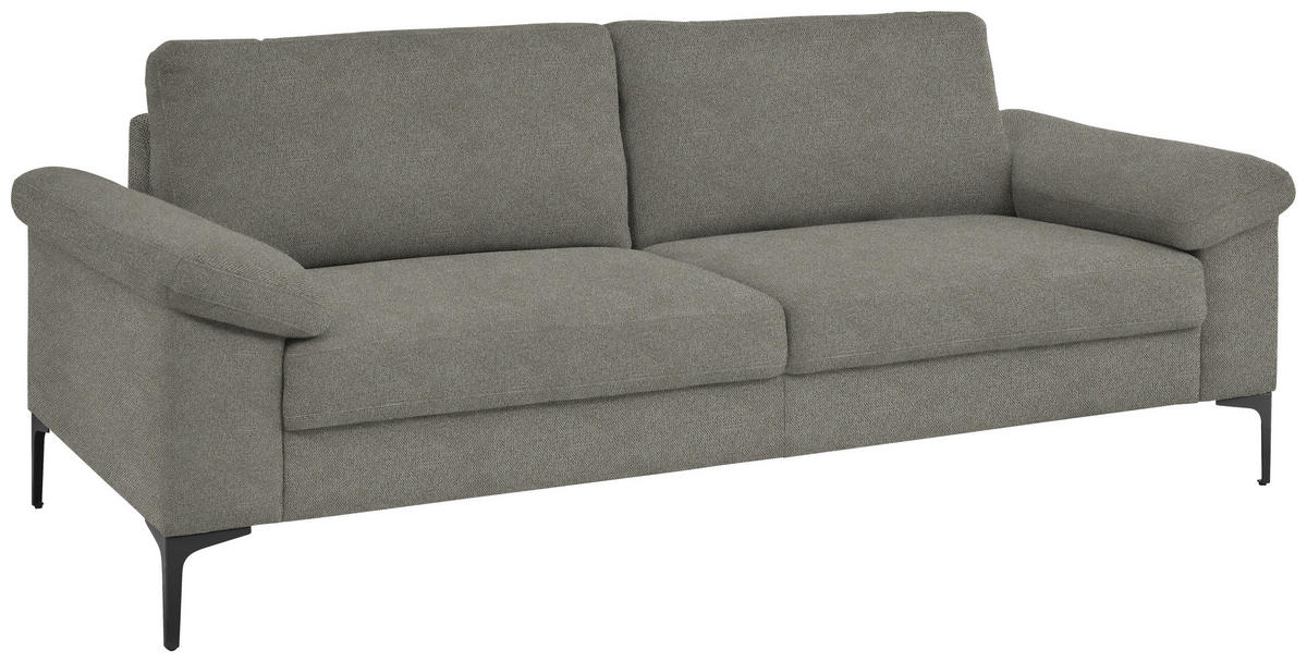 3-SITZER-SOFA in Flachgewebe Graubraun  - Graubraun/Schwarz, Design, Textil/Metall (226/89/97cm) - Pure Home Lifestyle