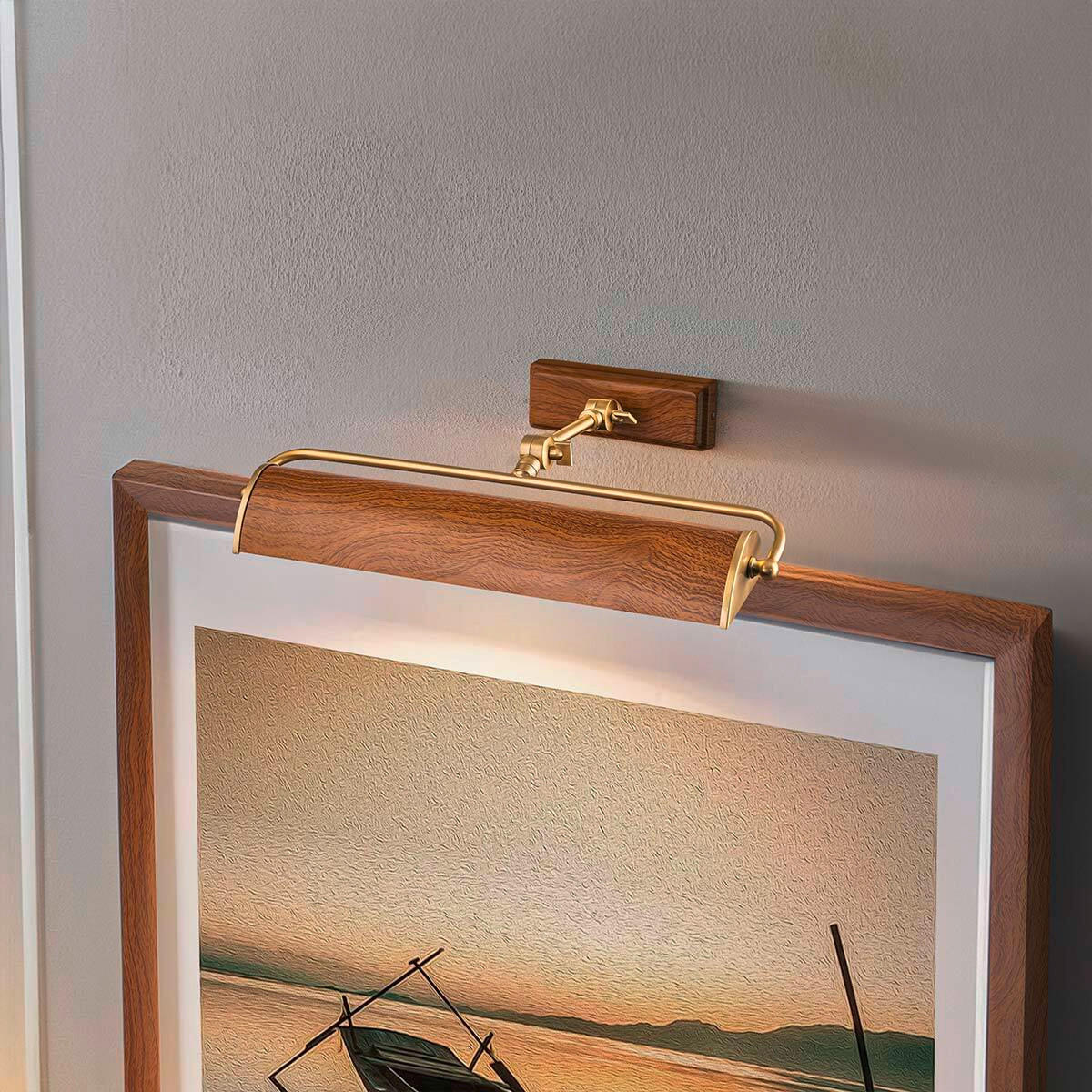 TAVELLAMPA Winchfield   - mässingsfärgad/ekfärgad, Klassisk, metall (12,7/44,5/31,8cm) - Elstead Lighting