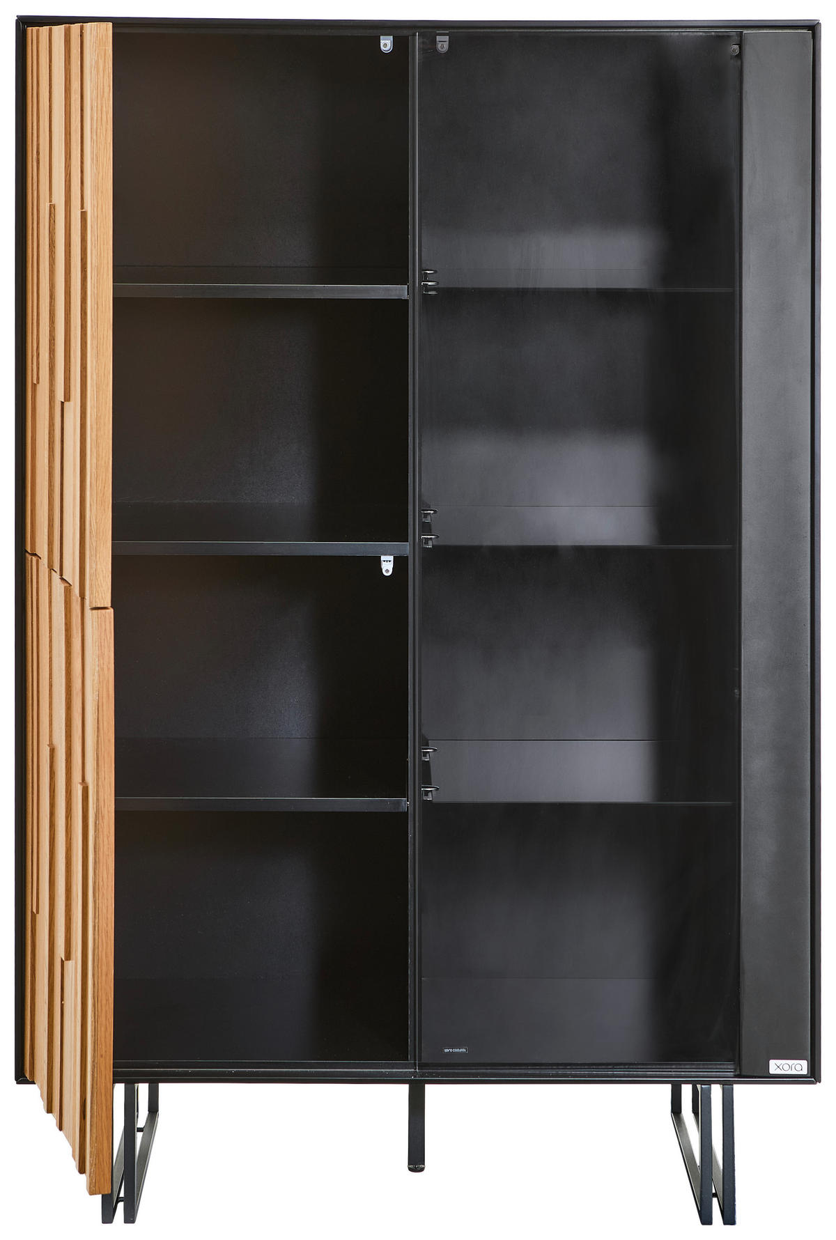 VITRINE  in furniert Eiche Schwarz, Eichefarben  - Eichefarben/Schwarz, Trend, Glas/Holz (91,5/136/40cm) - Xora