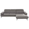 ECKSOFA in Echtleder Grau  - Schwarz/Grau, Design, Leder/Metall (328/193cm) - Dieter Knoll