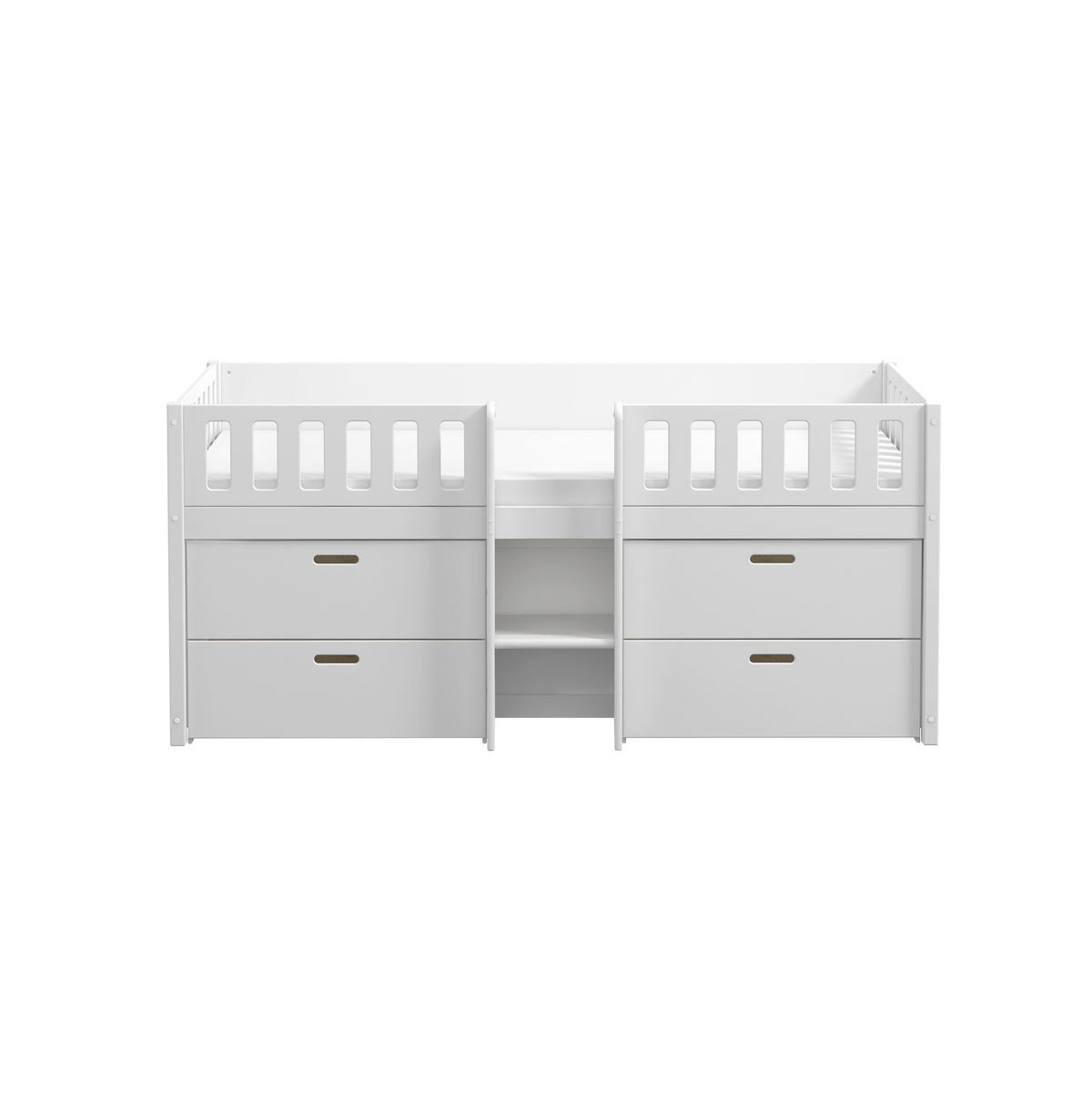 HOCHBETT 90/200 cm,  in Absturzsicherung, Leiter, Rollrost, Bettschublade  - Weiß, MODERN, Holz (90/200cm) - Chameo
