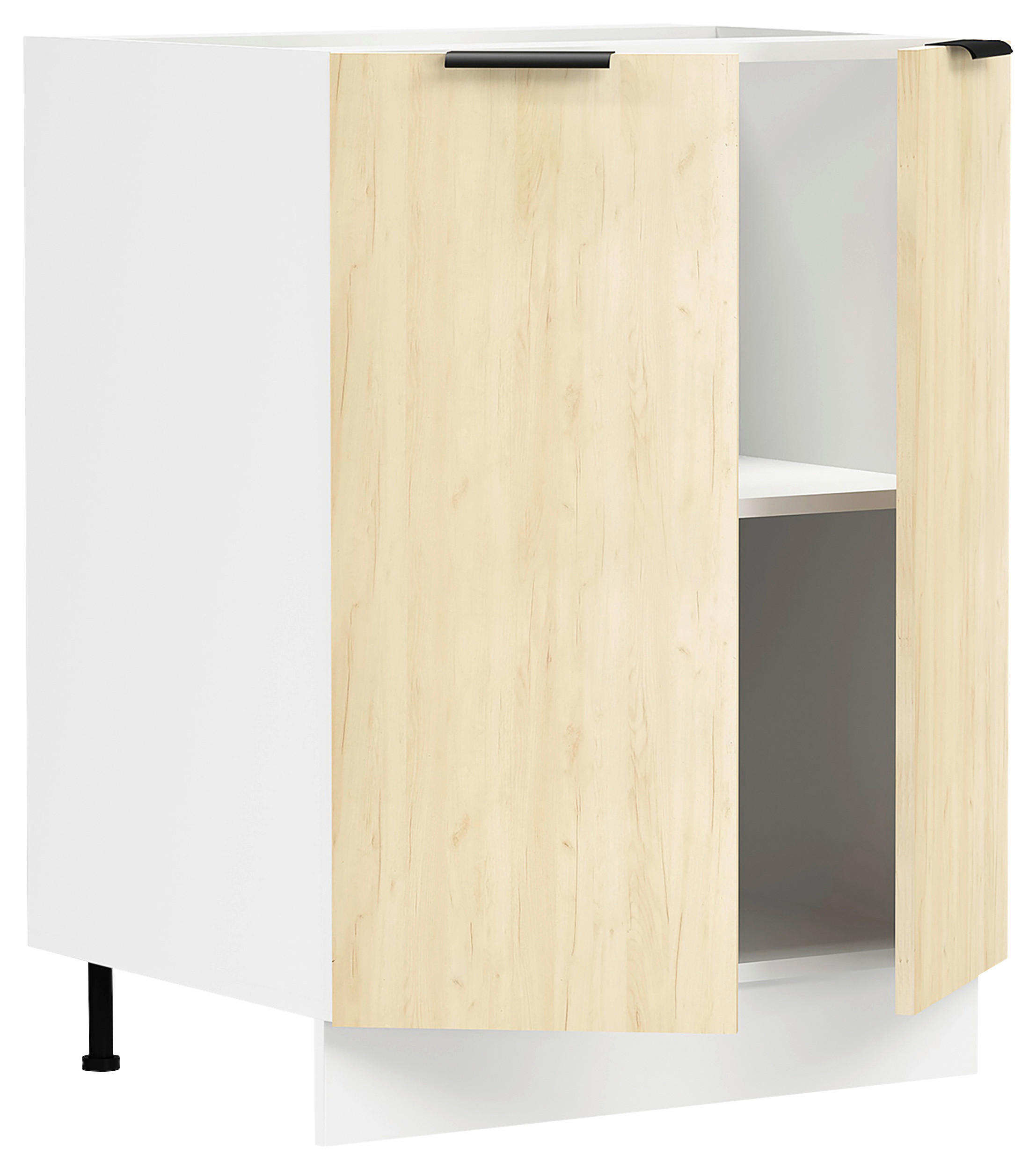 KÜCHENUNTERSCHRANK 60/82/46 cm  in Weiss, Honigeiche  - Honigeiche/Weiss, Trend, Holzwerkstoff/Kunststoff (60/82/46cm) - MID.YOU