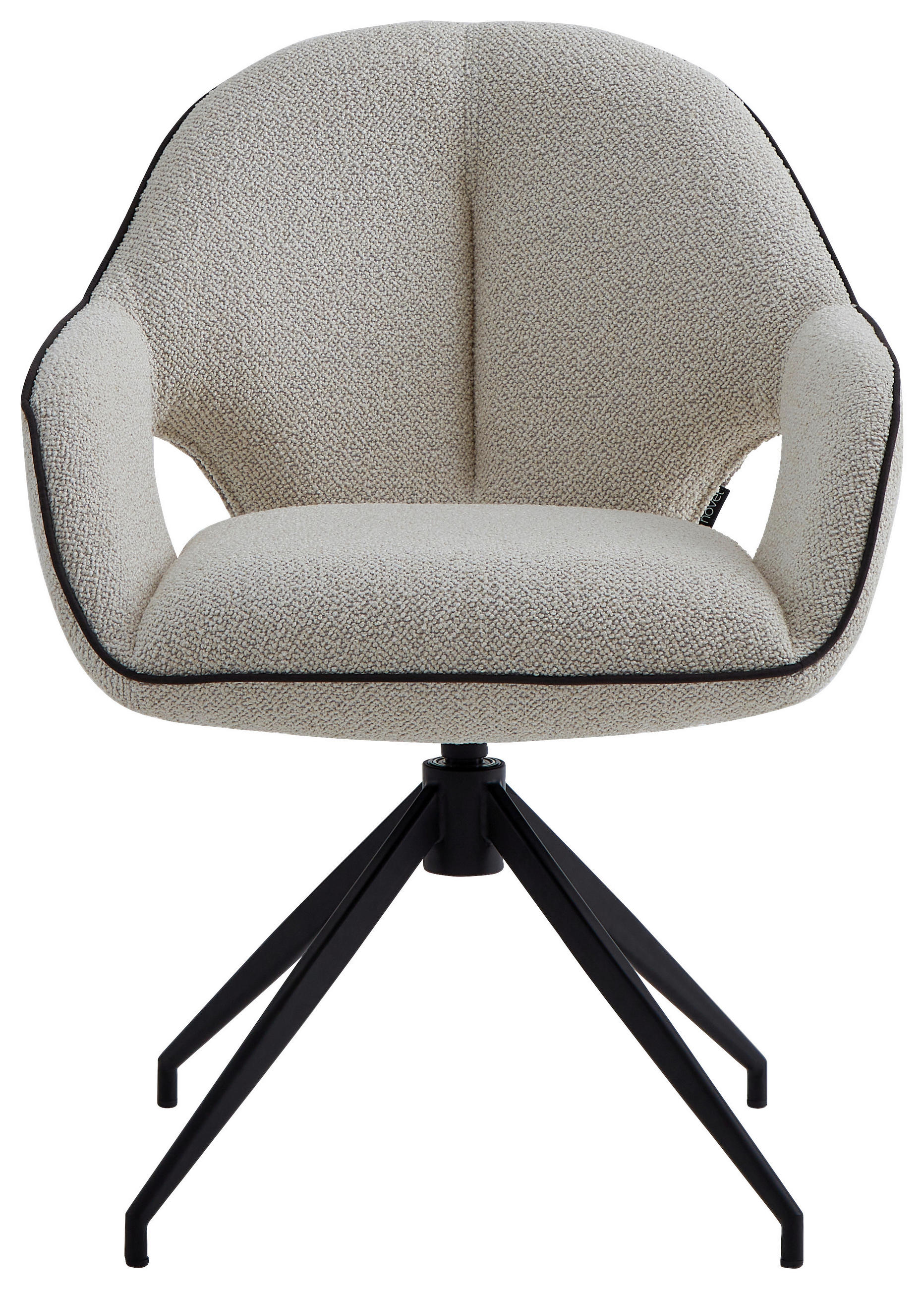 ARMLEHNSTUHL  in Eisen Leinenoptik  - Creme/Schwarz, Design, Textil/Metall (62/85/64cm) - Novel