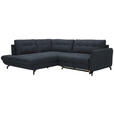 ECKSOFA in Flachgewebe, Leinenoptik Dunkelblau  - Schwarz/Dunkelblau, Design, Textil/Metall (208/247cm) - Xora