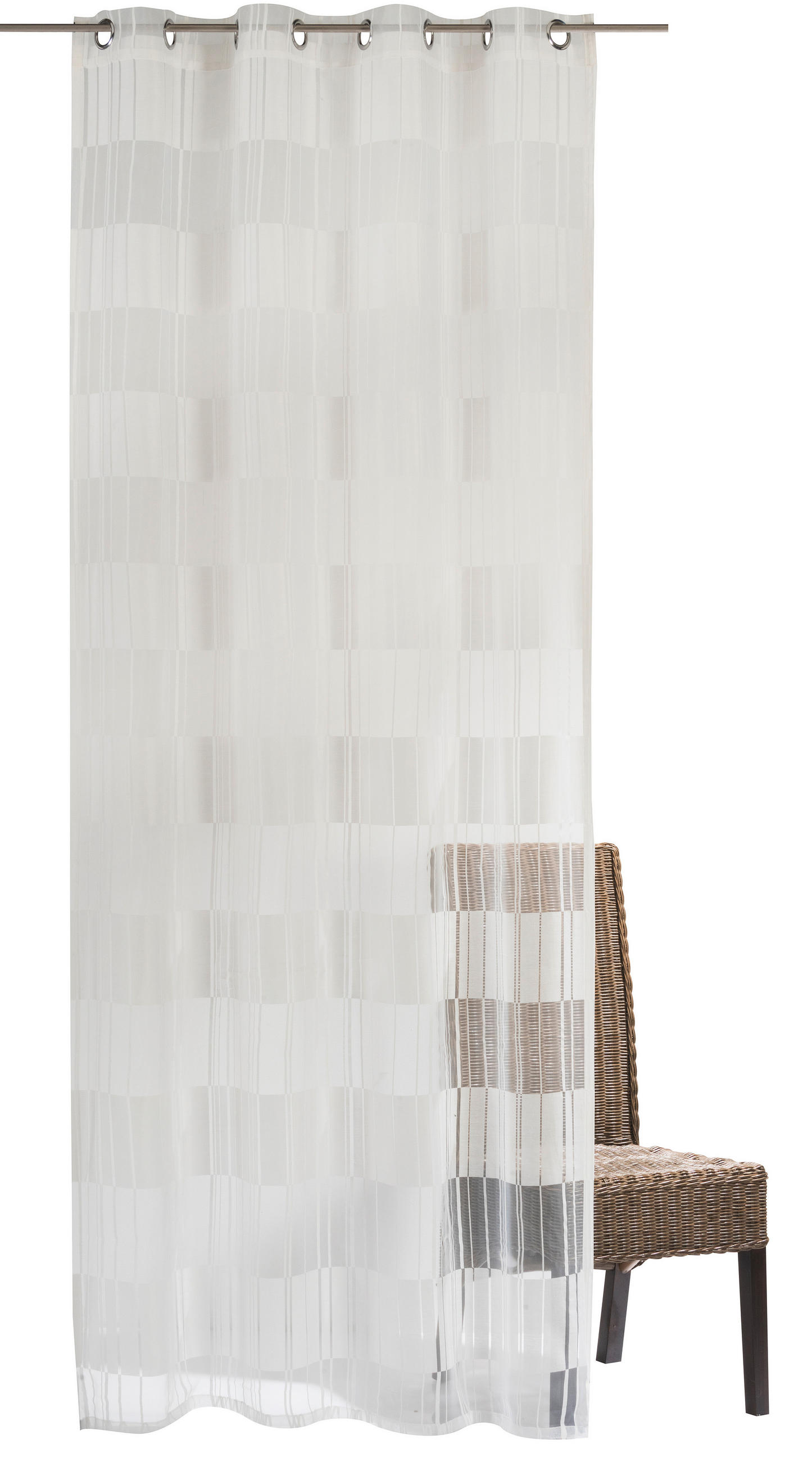 Thumbnail - Ösenschal, Weiß, Textil, 140x255 cm, beliebig kürzbar, Wohntextilien, Gardinen & Vorhänge, Fertiggardinen, Ösenschals