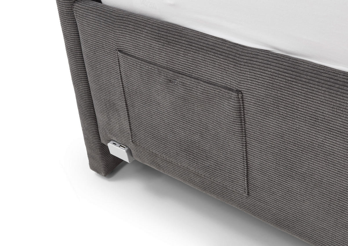POLSTERBETT 140/200 cm  in Anthrazit  - Eichefarben/Anthrazit, Konventionell, Holz/Textil (140/200cm) - Stylife