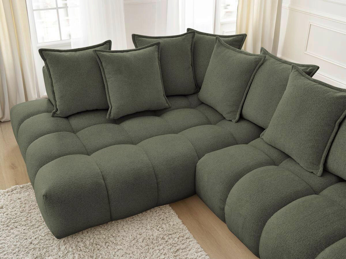 ECKSOFA Ottomane links  EVEREST Grün Flachgewebe  - Schwarz/Grün, MODERN, Kunststoff/Textil (210/352cm)
