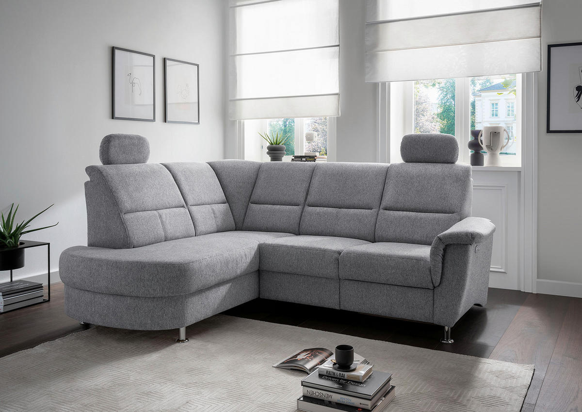 ECKSOFA in Chenille Silberfarben  - Chromfarben/Silberfarben, Konventionell, Textil/Metall (184/231cm) - Livetastic