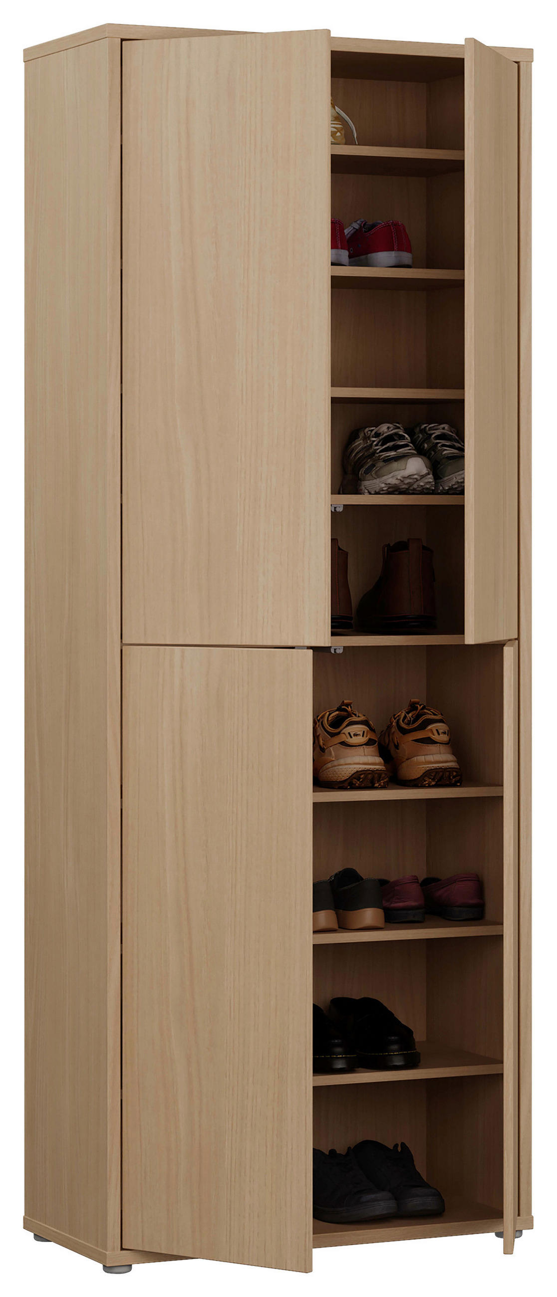 SCHUHSCHRANK Eichefarben  - Eichefarben/Grau, MODERN, Holzwerkstoff/Kunststoff (74,5/191.9/34,9cm) - Carryhome